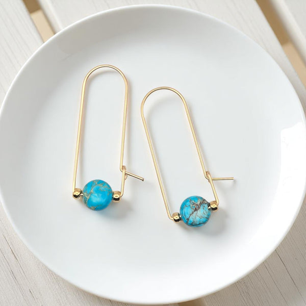 Coin - Gold & Turquoise Arc Earrings Earrings Bijou by SAM
