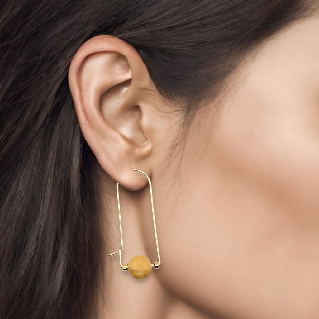 Coin - Gold & Yellow Mookaite Arc Earrings Earrings Bijou by SAM