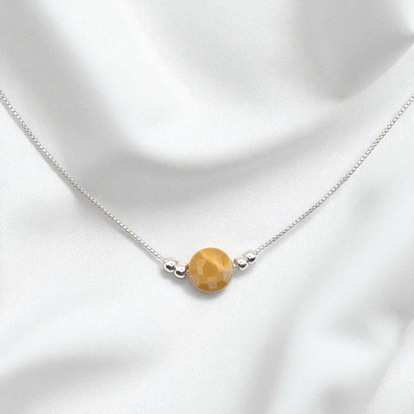 Coin - Silver and Yellow Mookaite Necklace Necklace Bijou by SAM