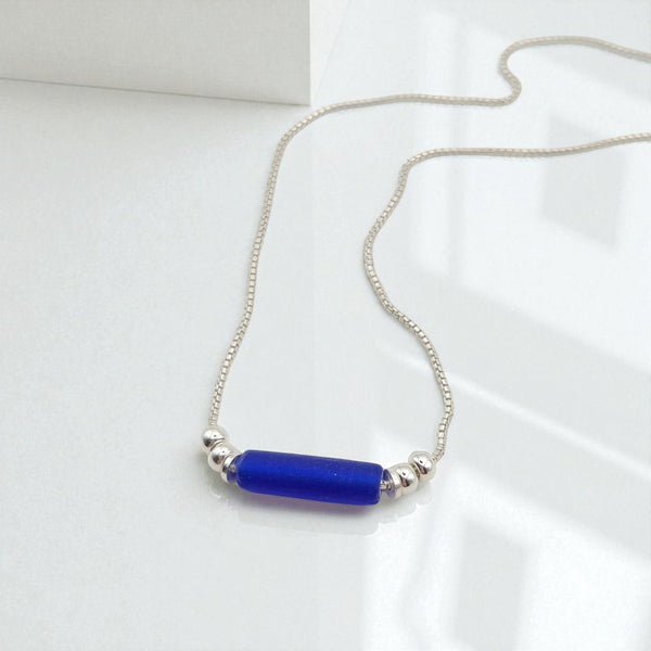 Sea Glass - Cobalt Blue Tube Necklace Necklace Bijou by SAM