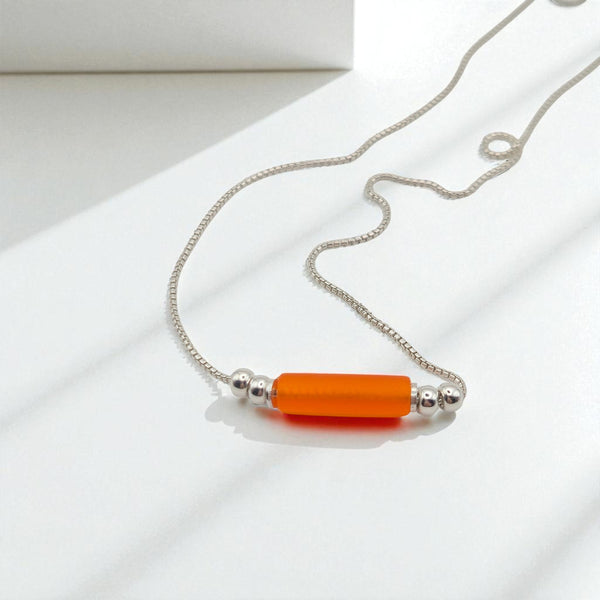 Sea Glass - Orange Sea Glass Tube Necklace Necklace Bijou by SAM