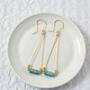 Gold and Turquoise Triangle Dangle Earrings Earrings Bijou by SAM