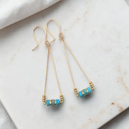 Gold and Turquoise Triangle Dangle Earrings
