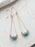 Gold and Turquoise Triangle Dangle Earrings