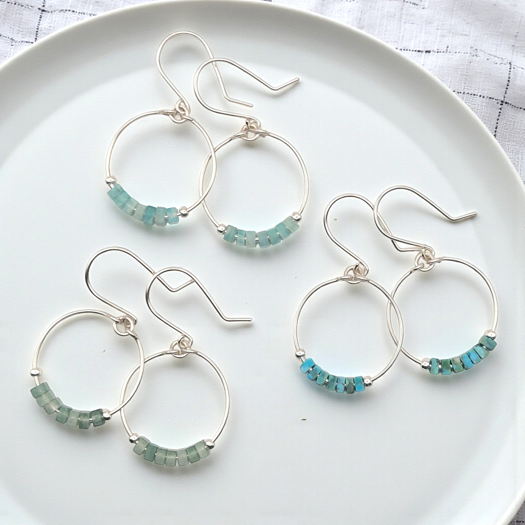 Small Gemstone Hoops - Ocean Sunset Earrings Bijou by SAM