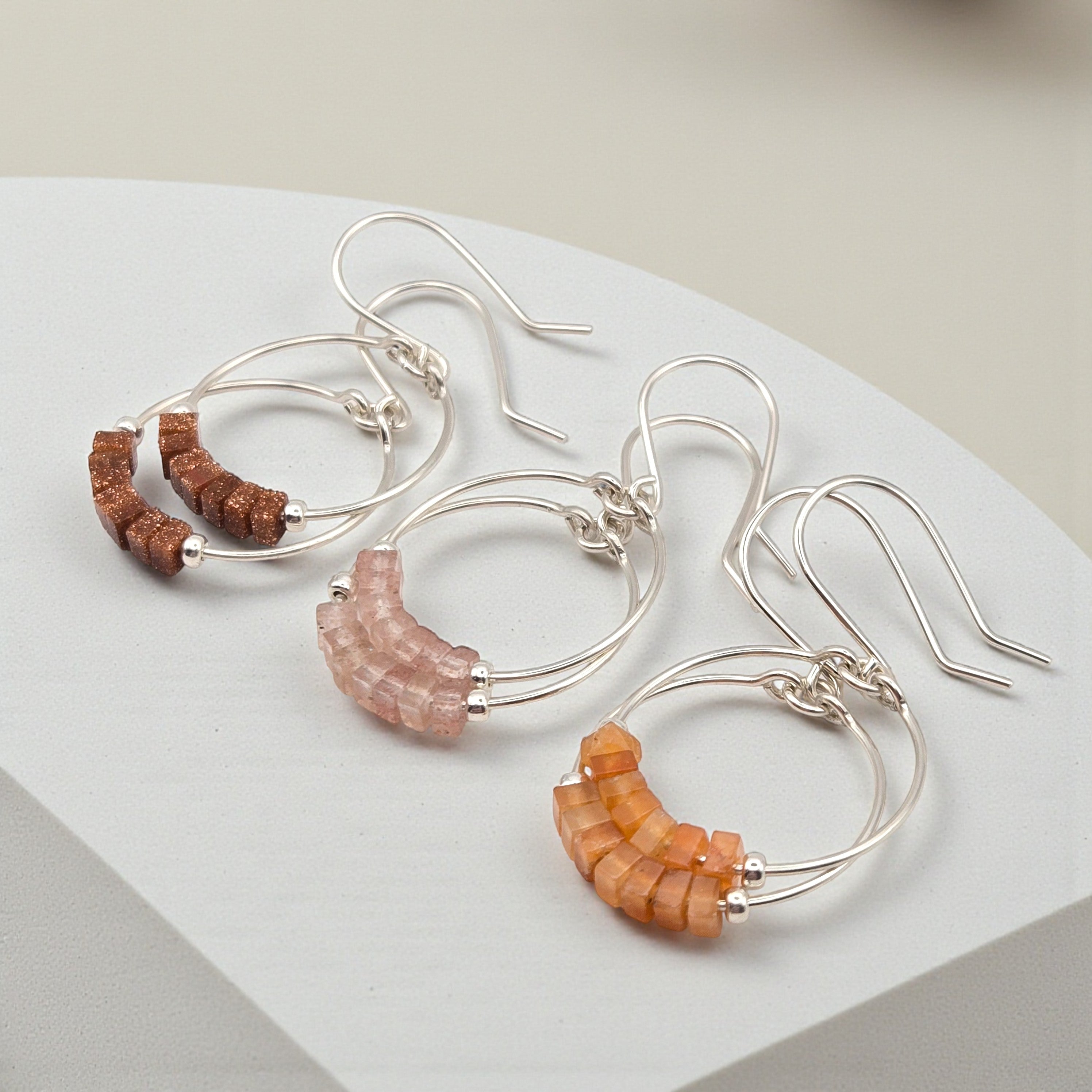 Small Gemstone Hoops - Desert Sunset Earrings Bijou by SAM