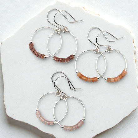 Small Gemstone Hoops - Desert Sunset Earrings Bijou by SAM
