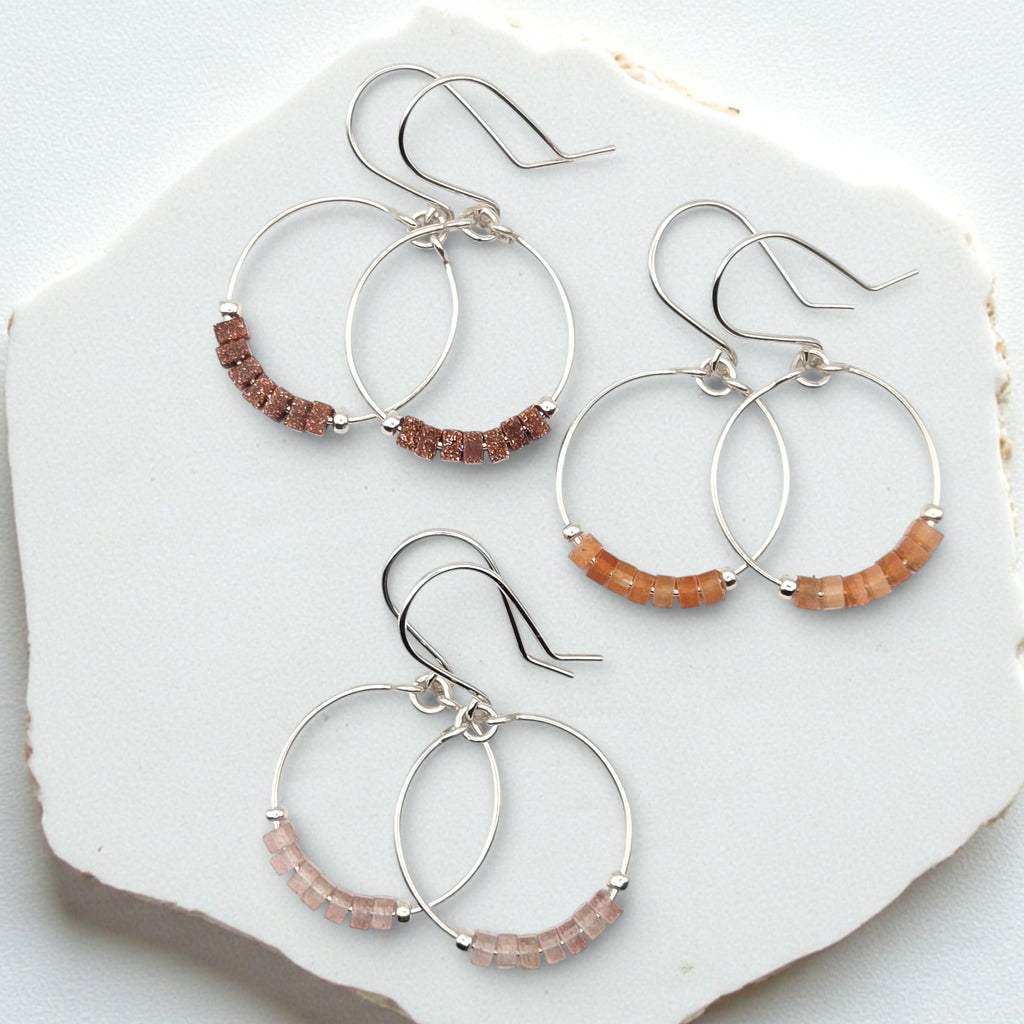 Small Gemstone Hoops - Desert Sunset Earrings Bijou by SAM