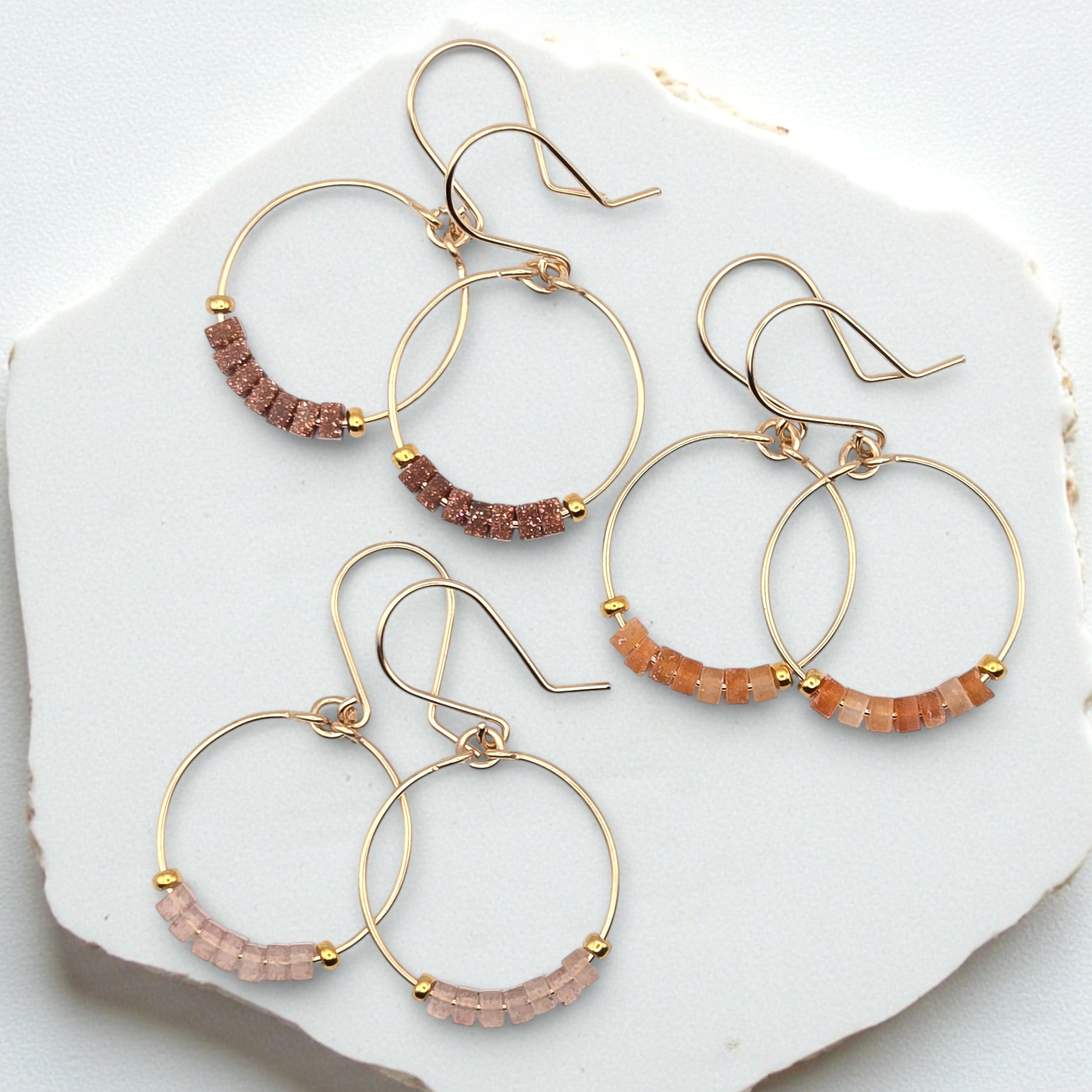 Small Gemstone Hoops - Desert Sunset Earrings Bijou by SAM