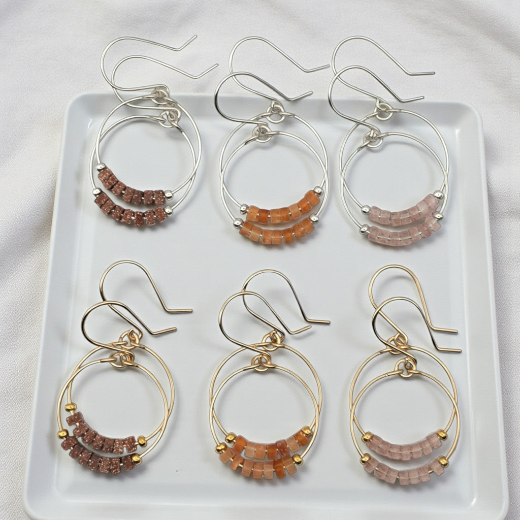 Small Gemstone Hoops - Desert Sunset Earrings Bijou by SAM