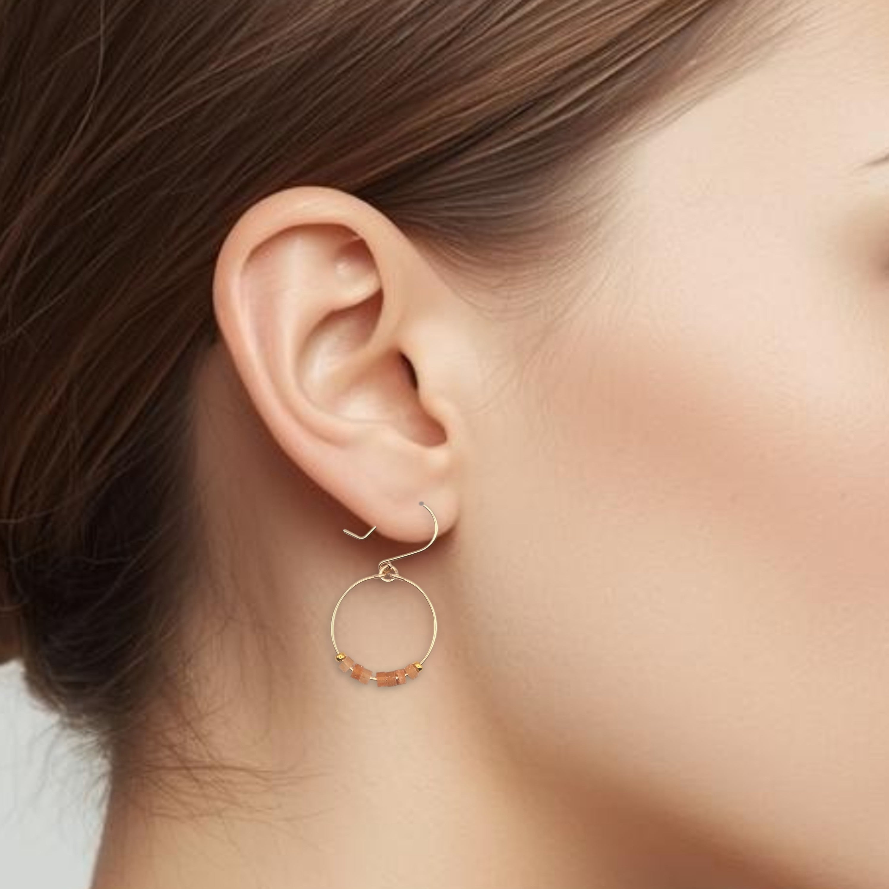 Small Gemstone Hoops - Desert Sunset Earrings Bijou by SAM