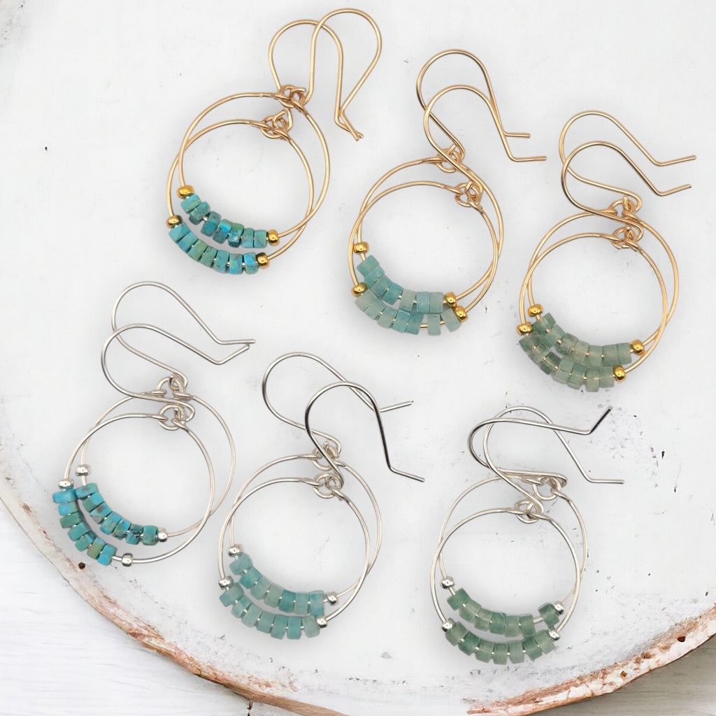Small Gemstone Hoops - Ocean Sunset Earrings Bijou by SAM