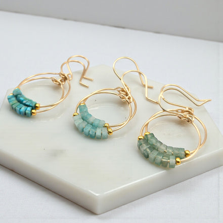 Small Gemstone Hoops - Ocean Sunset Earrings Bijou by SAM