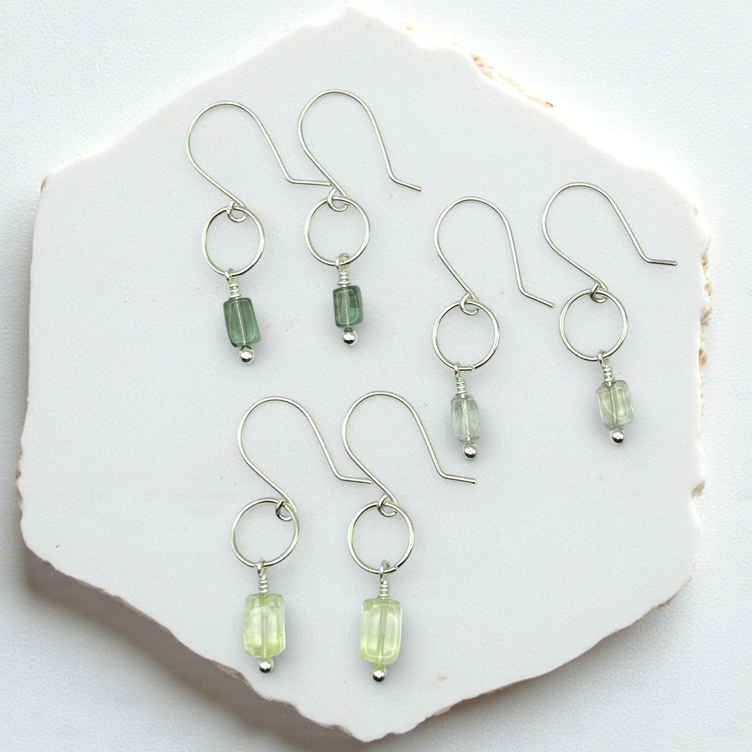Mini Gemstone Hoops - Deep Forest Earrings Bijou by SAM