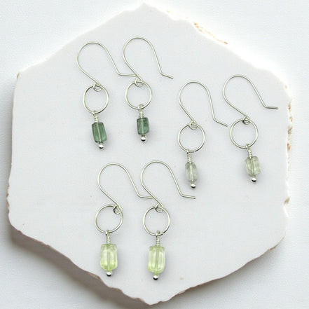 Mini Gemstone Hoops - Deep Forest Earrings Bijou by SAM