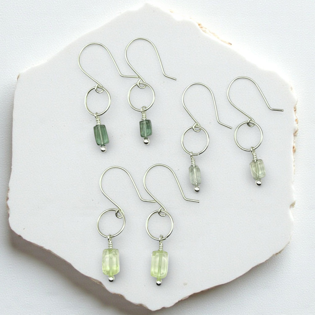 Mini Gemstone Hoops - Deep Forest Earrings Bijou by SAM