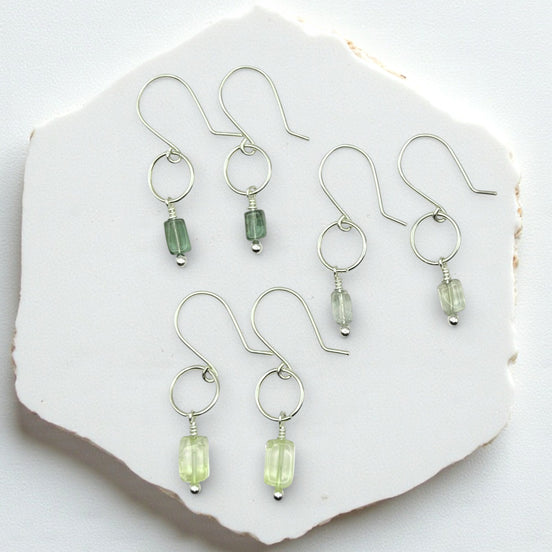 Mini Gemstone Hoops - Deep Forest Earrings Bijou by SAM