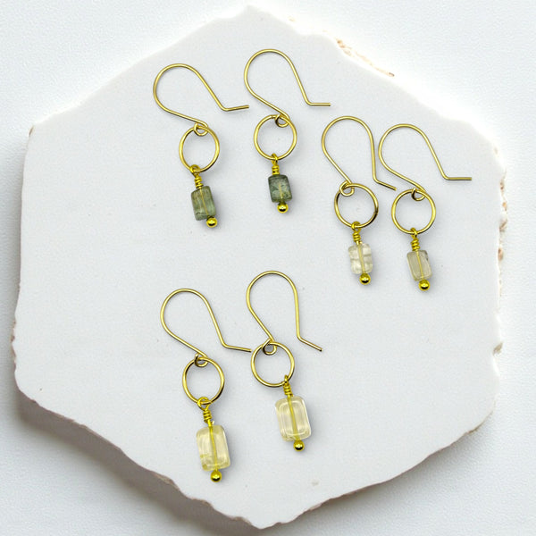 Mini Gemstone Hoops - Deep Forest Earrings Bijou by SAM