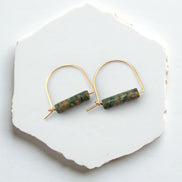 Arc Gemstone Earrings - Ocean Sunset Earrings Bijou by SAM Gold Fill Chinese Jade