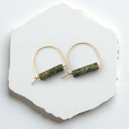 Arc Gemstone Earrings - Ocean Sunset Earrings Bijou by SAM Gold Fill Chinese Jade