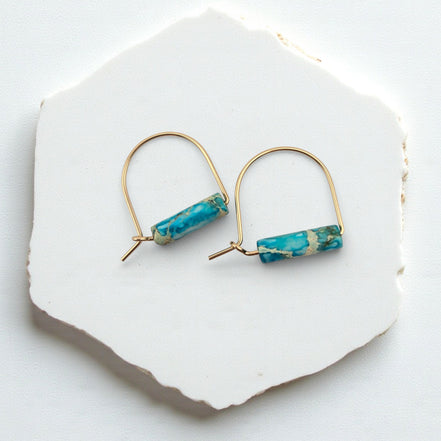 Arc Gemstone Earrings - Ocean Sunset Earrings Bijou by SAM Gold Fill Turquoise Jasper