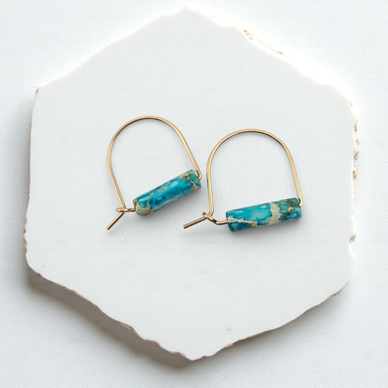 Arc Gemstone Earrings - Ocean Sunset Earrings Bijou by SAM Gold Fill Turquoise Jasper