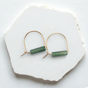 Arc Gemstone Earrings - Ocean Sunset Earrings Bijou by SAM Gold Fill Green Aventurine