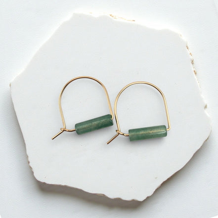 Arc Gemstone Earrings - Ocean Sunset Earrings Bijou by SAM Gold Fill Green Aventurine