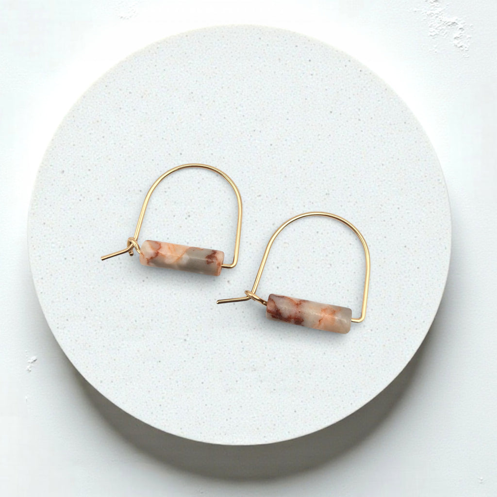 Arc Gemstone Earrings - Mountain Sunset Earrings Bijou by SAM Gold Fill Red Line Jasper