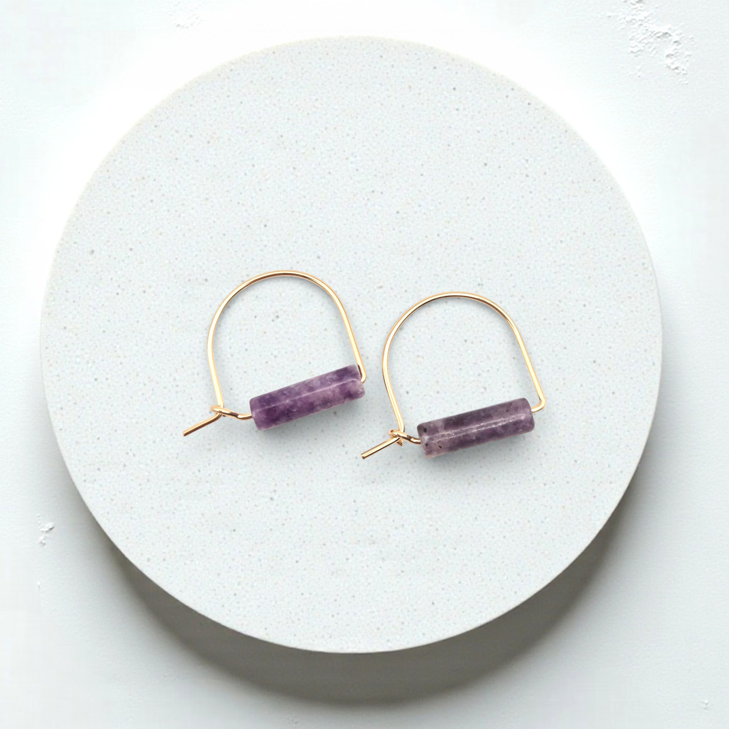 Arc Gemstone Earrings - Mountain Sunset Earrings Bijou by SAM Gold Fill Amethyst