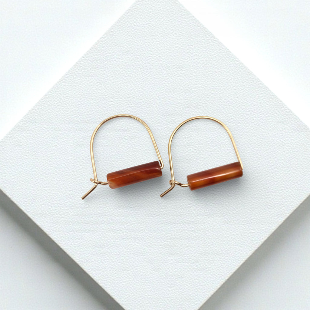 Arc Gemstone Earrings - Desert Sunset Earrings Bijou by SAM Gold Fill Carnelian