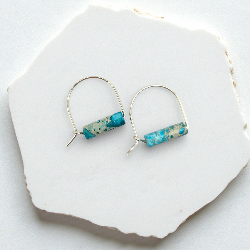 Arc Gemstone Earrings - Ocean Sunset Earrings Bijou by SAM Sterling Silver Turquoise Jasper