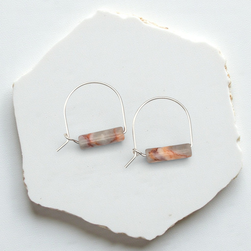 Arc Gemstone Earrings - Mountain Sunset Earrings Bijou by SAM Sterling Silver Red Line Jasper