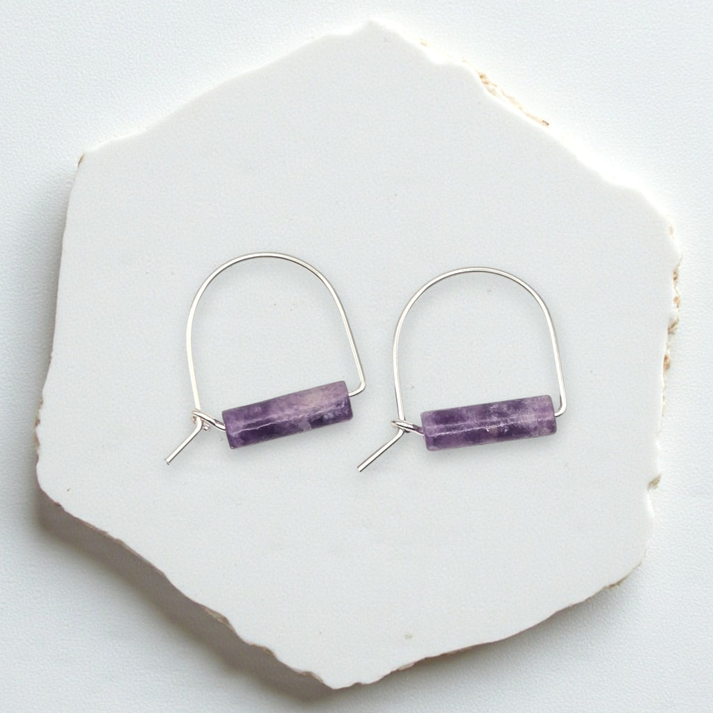 Arc Gemstone Earrings - Mountain Sunset Earrings Bijou by SAM Sterling Silver Amethyst