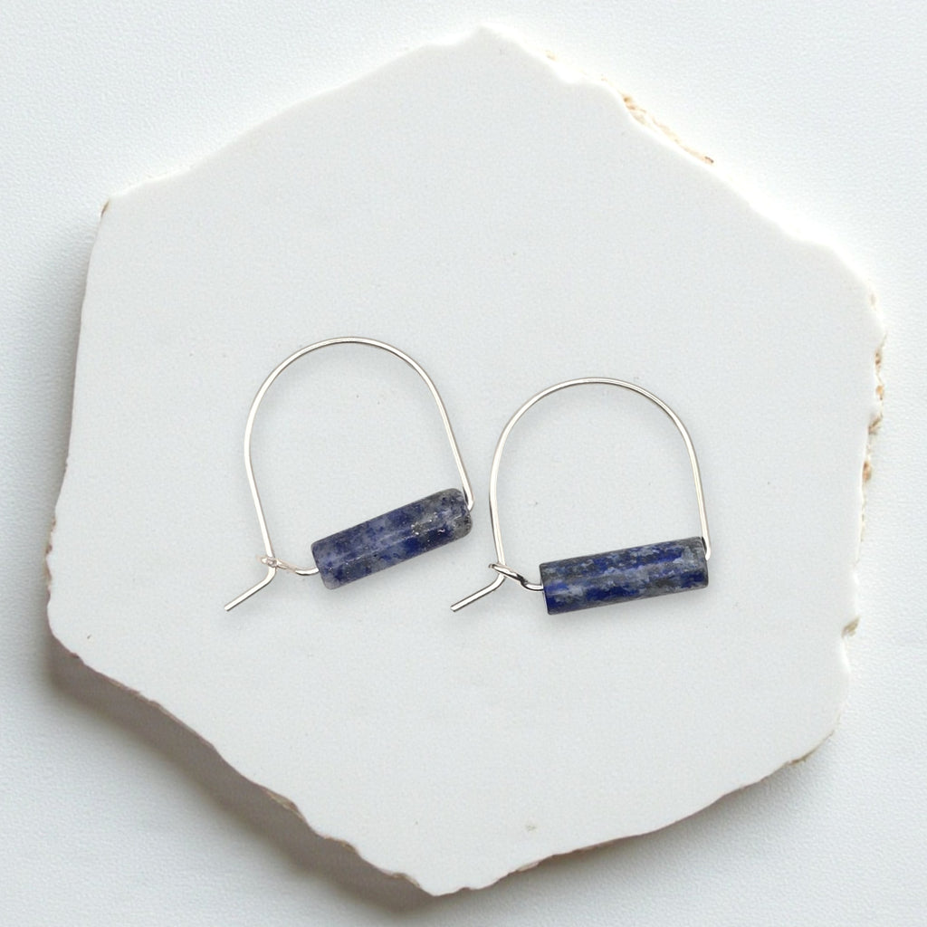 Arc Gemstone Earrings - Mountain Sunset Earrings Bijou by SAM Sterling Silver Lapis Lazuli