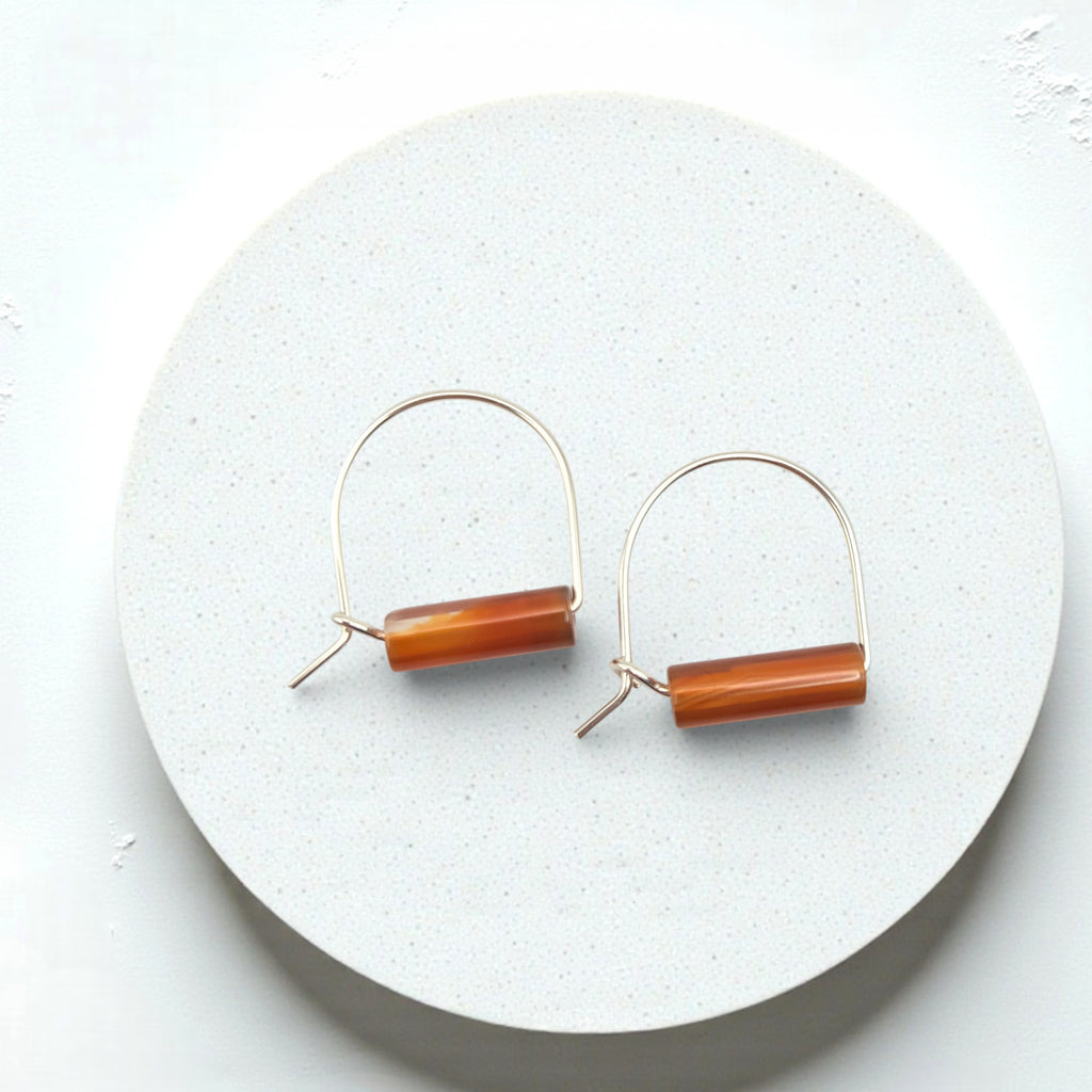 Arc Gemstone Earrings - Desert Sunset Earrings Bijou by SAM Sterling Silver Carnelian