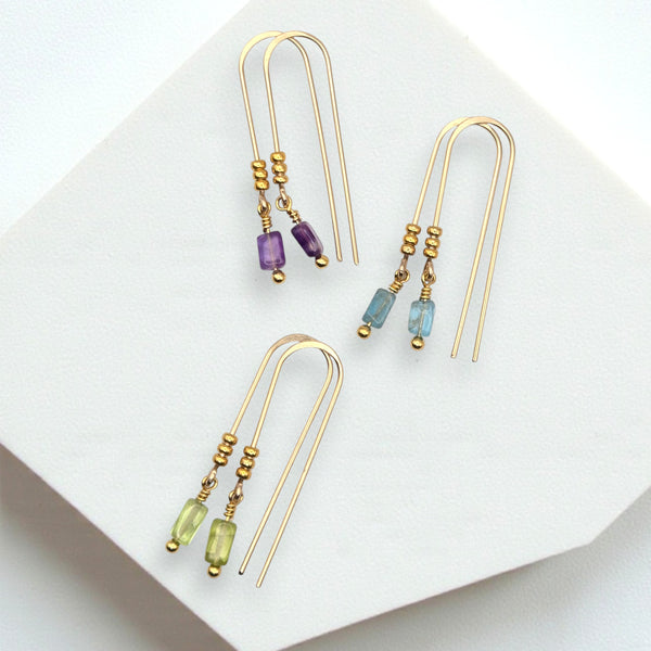 Mini Gemstone Threaders - Sunny Day Earrings Bijou by SAM