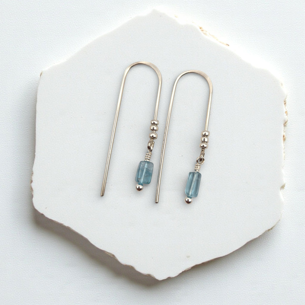Mini Gemstone Threaders - Sunny Day Earrings Bijou by SAM Sterling Silver Blue Apatite