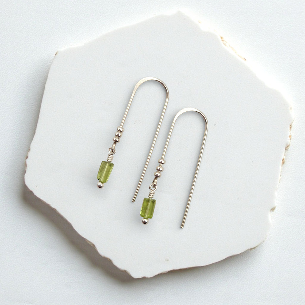 Mini Gemstone Threaders - Sunny Day Earrings Bijou by SAM Sterling Silver Peridot