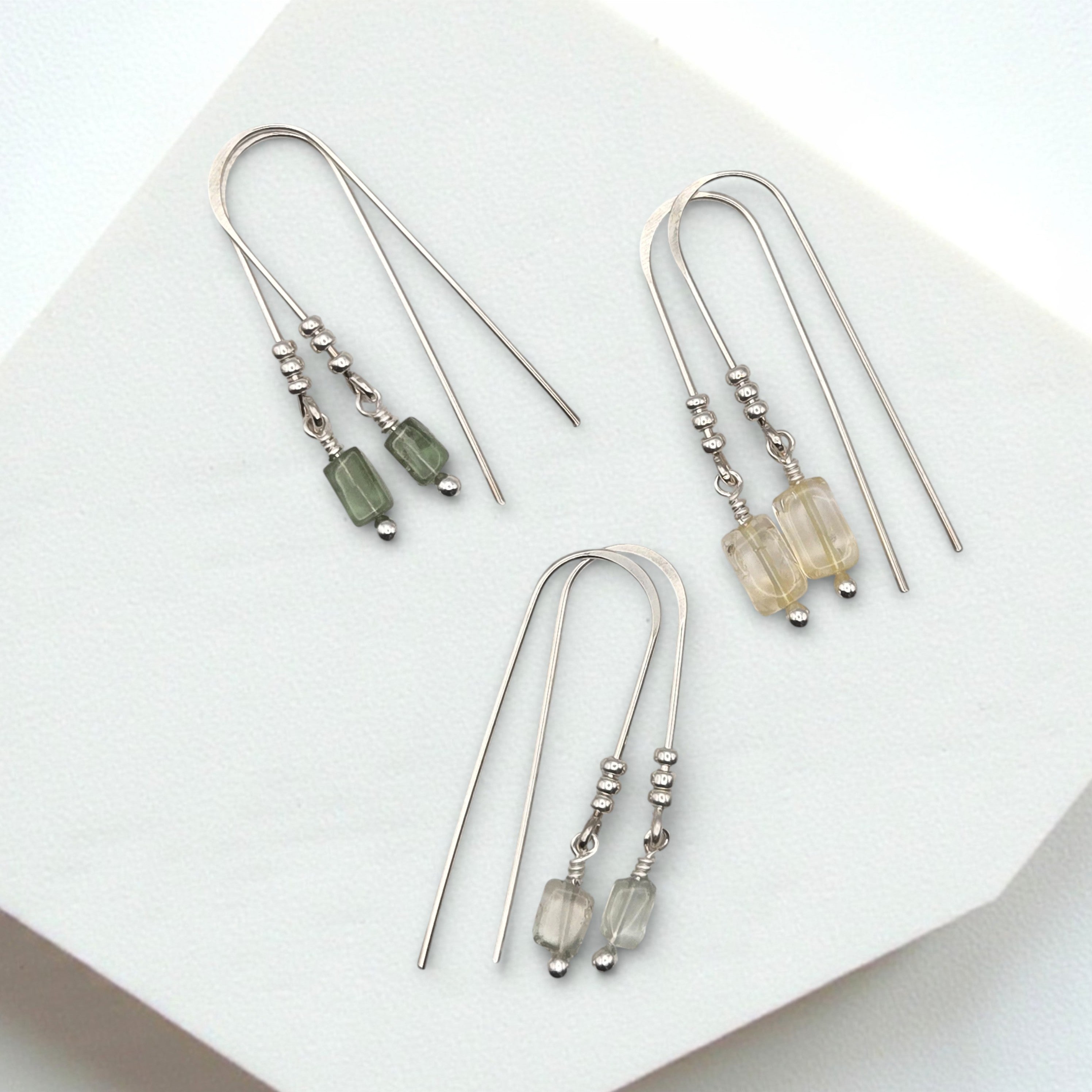 Mini Gemstone Threaders - Dark Forest Earrings Bijou by SAM