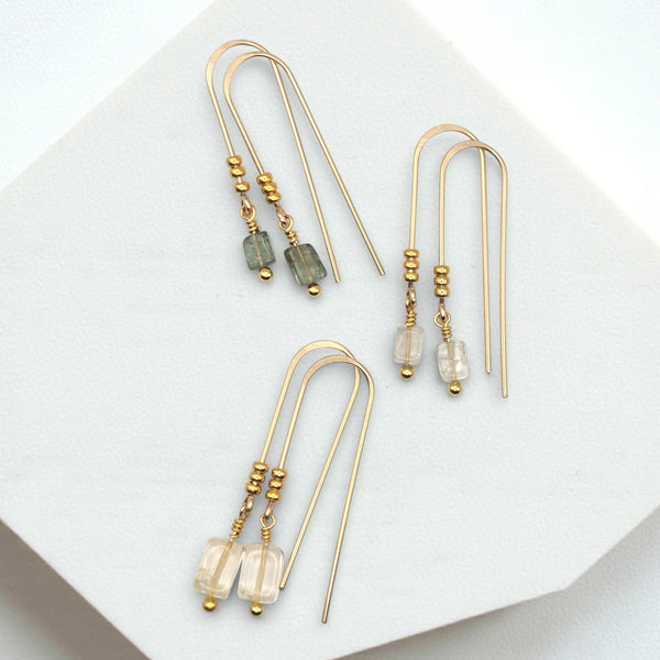 Mini Gemstone Threaders - Dark Forest Earrings Bijou by SAM