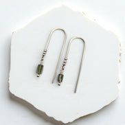 Mini Gemstone Threaders - Dark Forest Earrings Bijou by SAM Sterling Silver Green Apatite