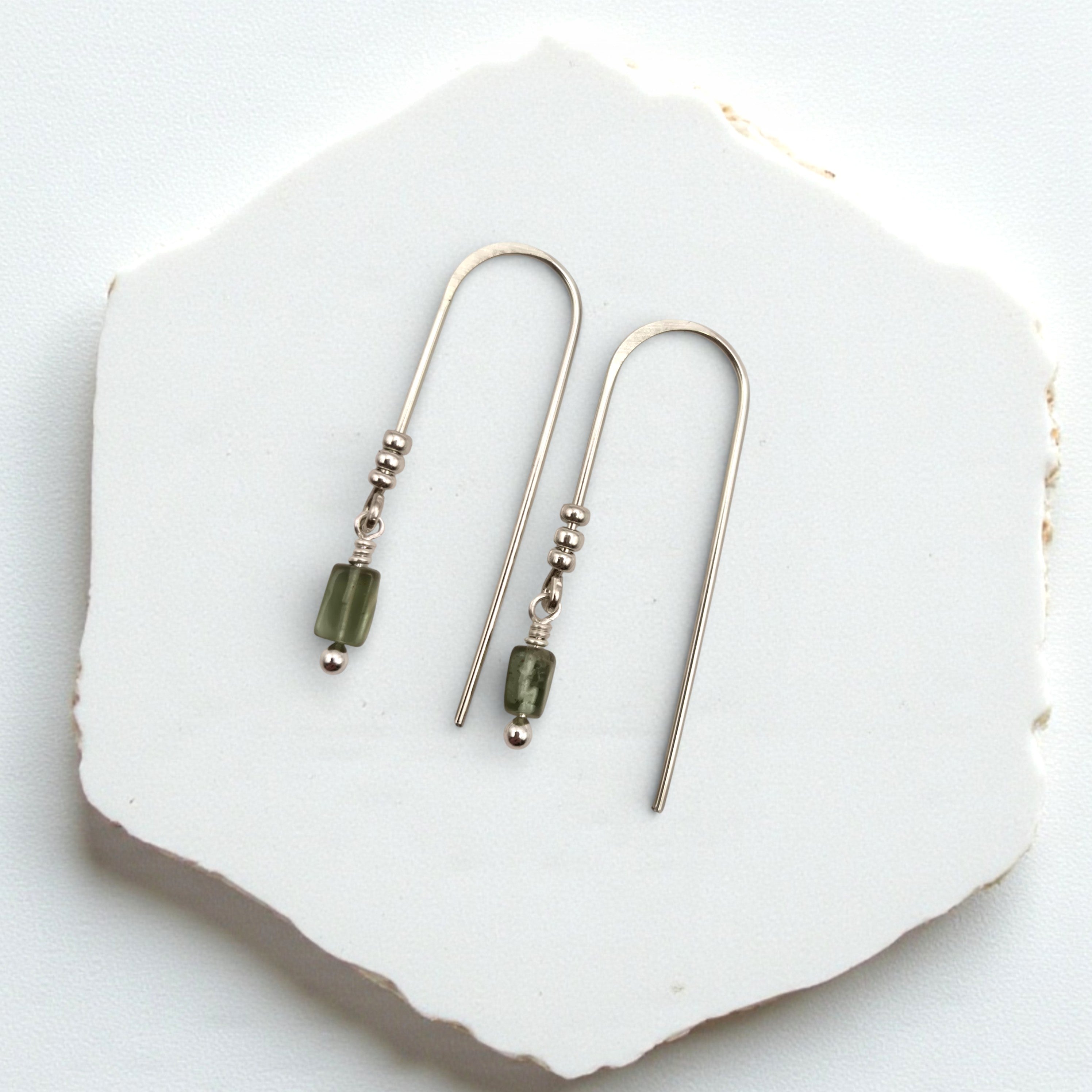 Mini Gemstone Threaders - Dark Forest Earrings Bijou by SAM Sterling Silver Green Apatite