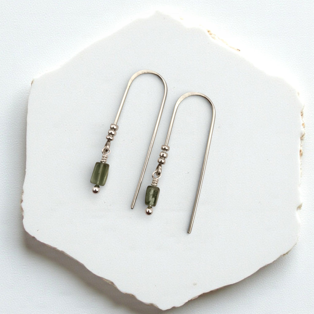Mini Gemstone Threaders - Dark Forest Earrings Bijou by SAM Sterling Silver Green Apatite