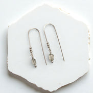 Mini Gemstone Threaders - Dark Forest Earrings Bijou by SAM Sterling Silver Prasiolite