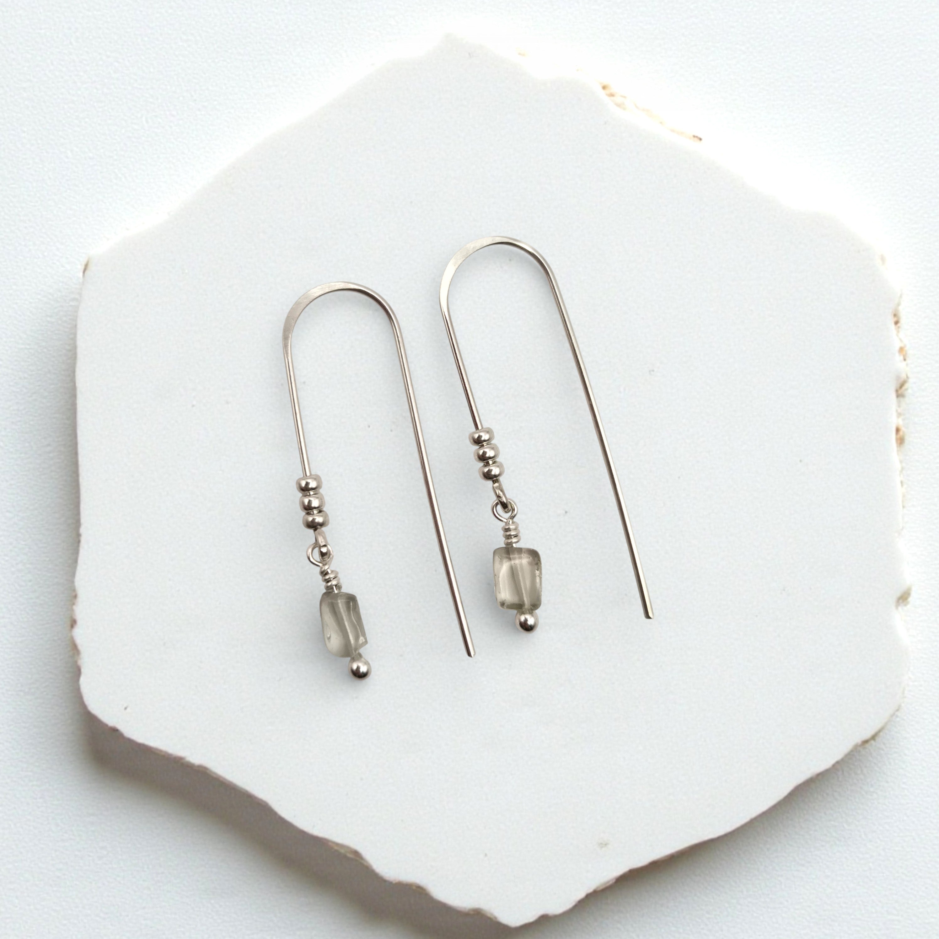 Mini Gemstone Threaders - Dark Forest Earrings Bijou by SAM Sterling Silver Prasiolite