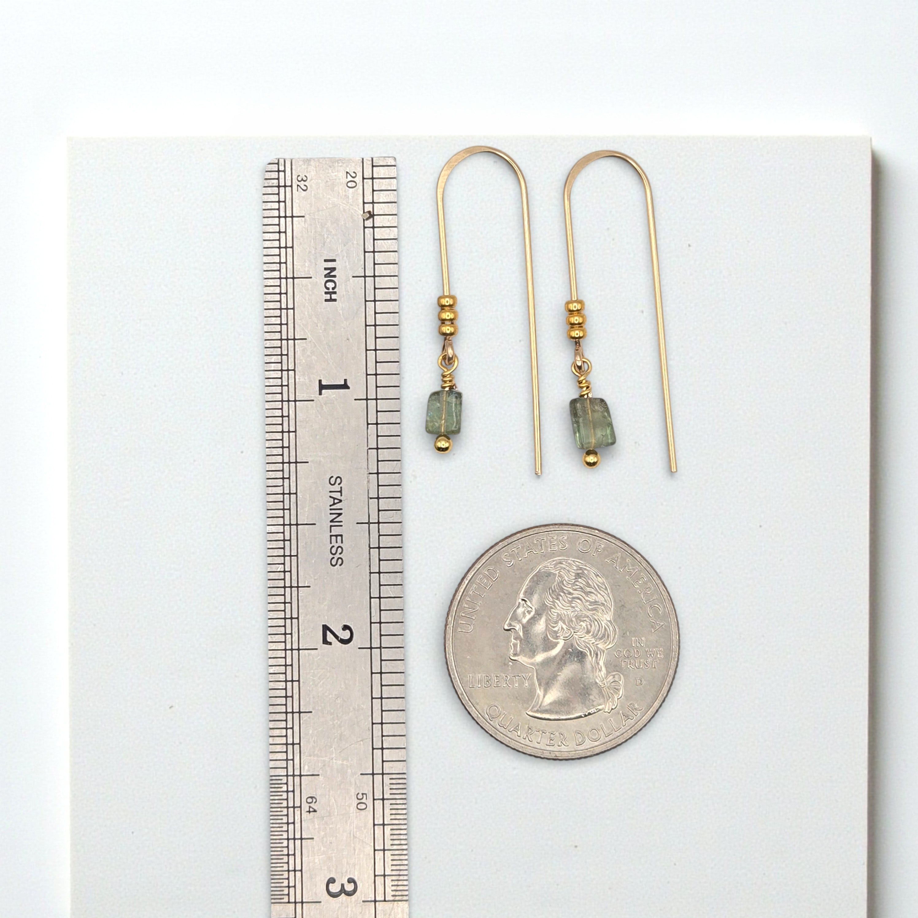 Mini Gemstone Threaders - Dark Forest Earrings Bijou by SAM