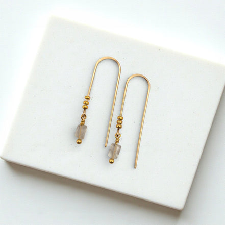 Mini Gemstone Threaders - Dark Forest Earrings Bijou by SAM Gold Fill Prasiolite