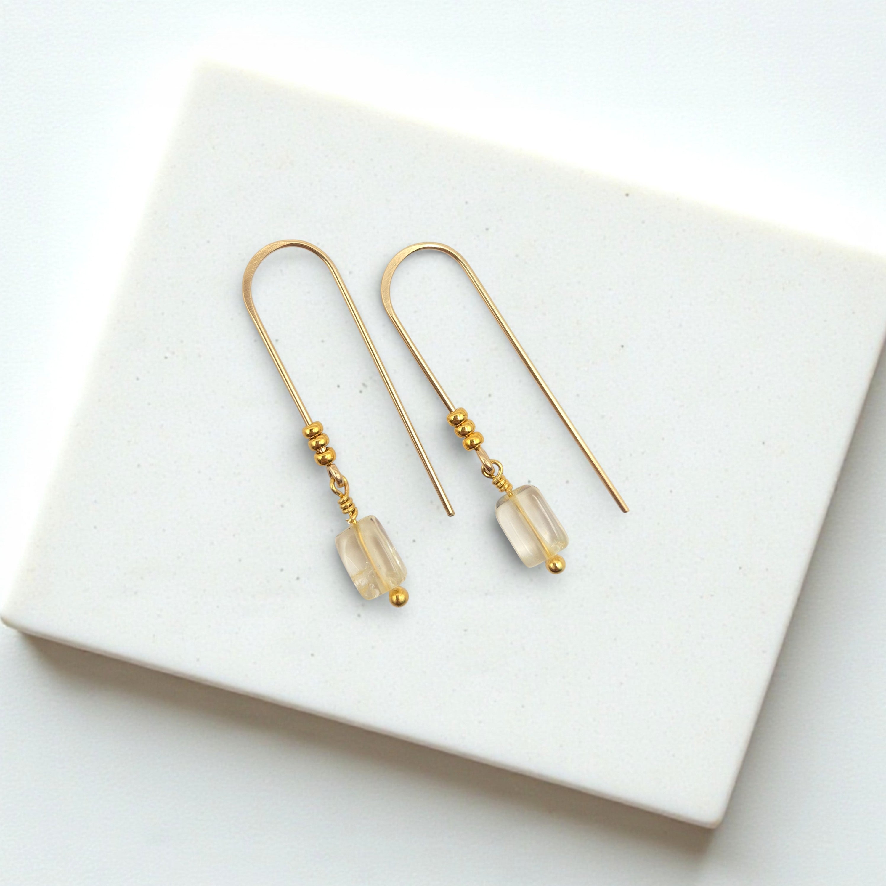 Mini Gemstone Threaders - Dark Forest Earrings Bijou by SAM Gold Fill Citrine