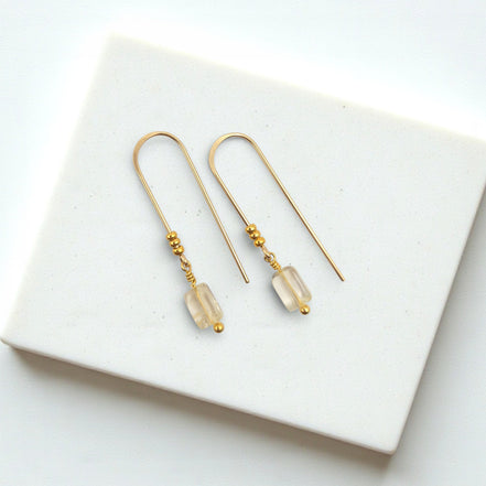 Mini Gemstone Threaders - Dark Forest Earrings Bijou by SAM Gold Fill Citrine